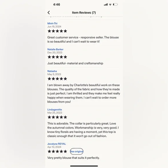 Wildseed Stitches Liberty of London, 3/4 Sleeve, Peter Pan Collar Blouse  XXL/16 - Picture 9 of 9